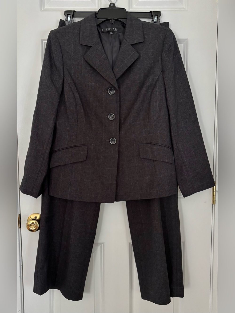 Kasper Dark Gray Pinstripe Women's Suit Jacket & Trousers
